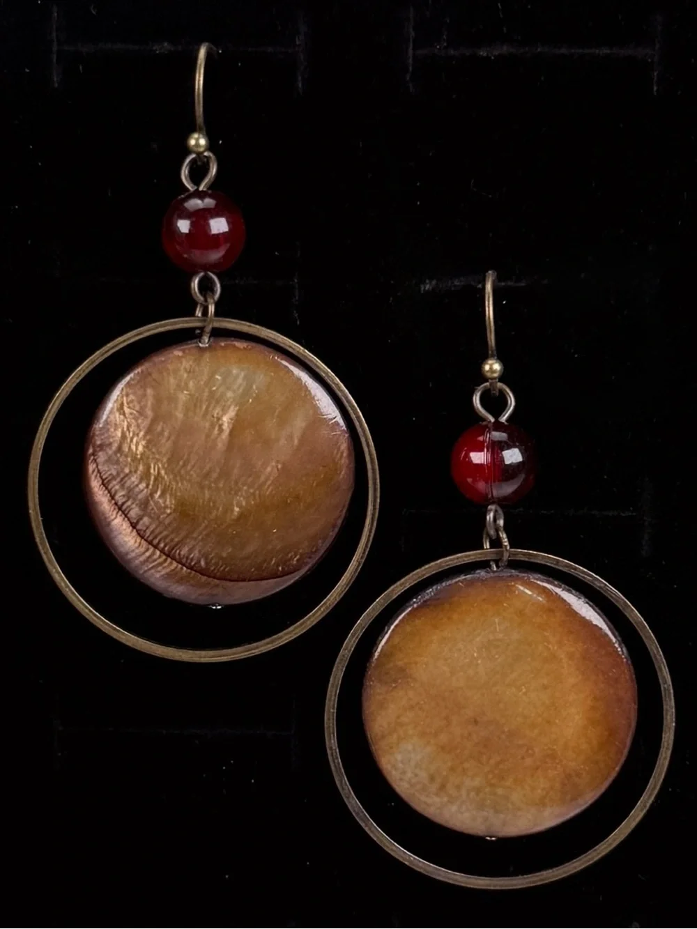 Beautiful bohemian chic floating circle costume pierced earrings